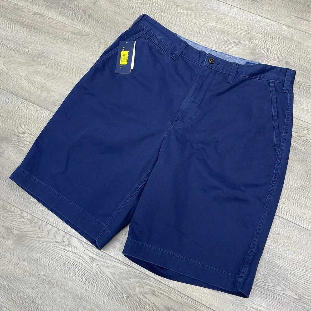 NWT Polo Ralph Lauren Relaxed Fit Blue Chino Shorts Men Sz 32 Prep Casual